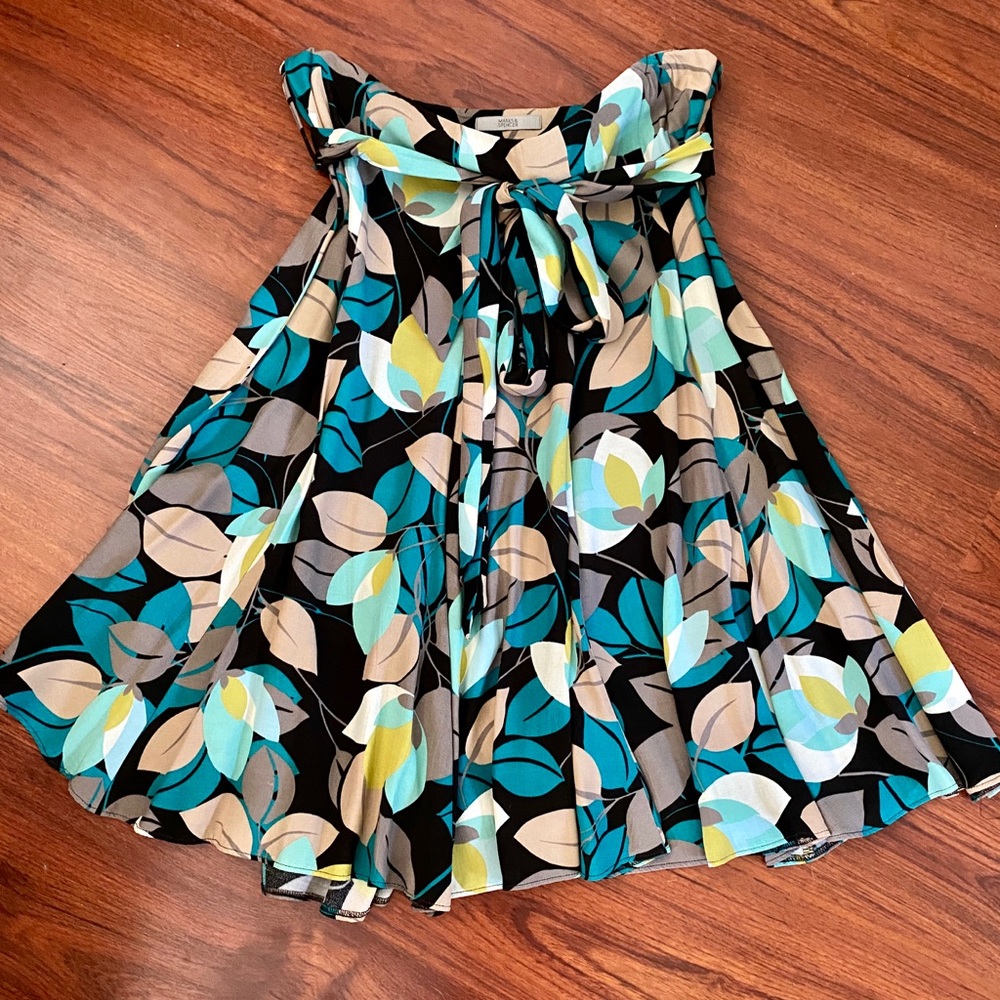 Marks & Spencer Turquoise/Teal/Black Floral Skirt
